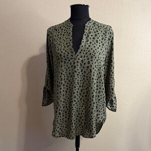 Lush Olive Leopard Print Blouse